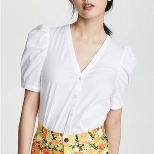 Veronica Beard White Puff Sleeve Blouse